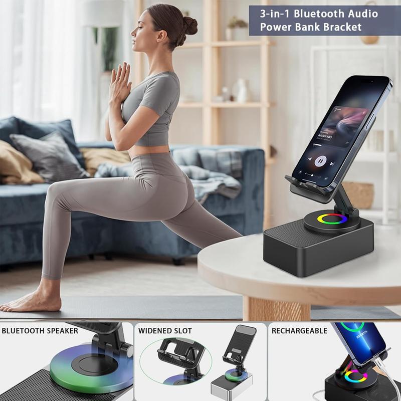 YOYOWAY Wireless Audio Bluetooth Speaker with Power Bank, 5 in 1 Phone Holder Speaker, Emergency Charging, Bluetooth 5.0 FM HD Bassup Answer Calls for Kitchen Gym Outdoors Travel Party - 3